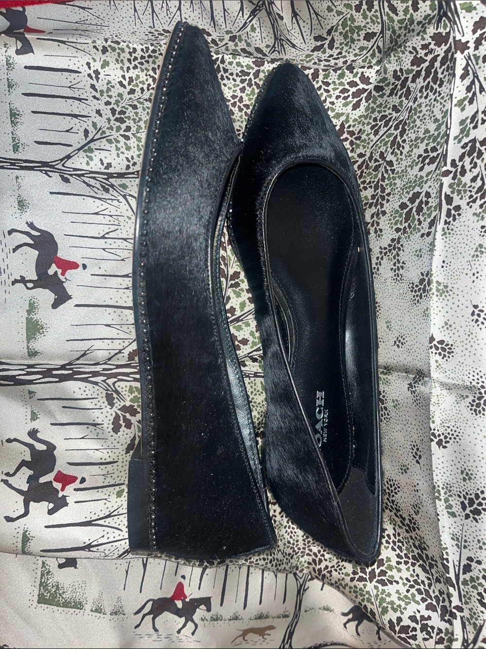 Coach Black Pointed-Toe Suede Flats